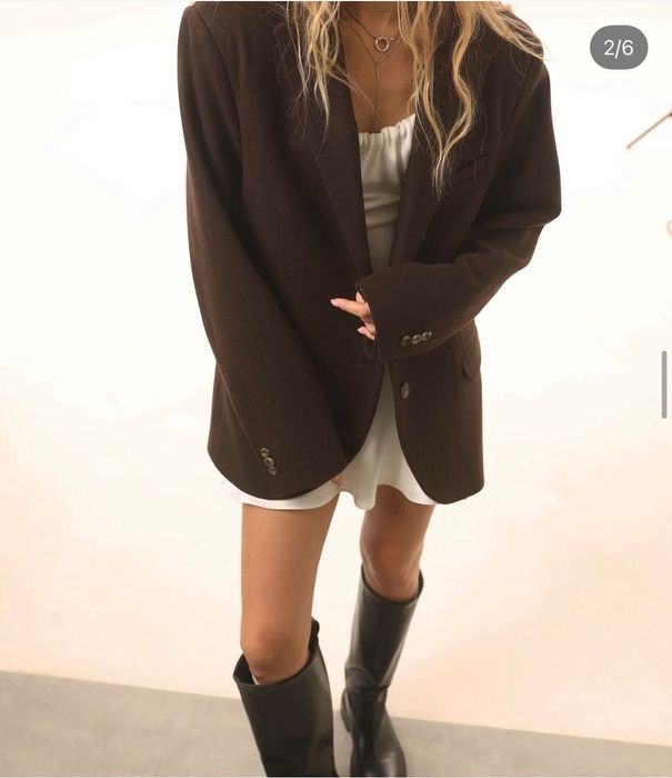 Трендовый пиджак пальто шоколадного цвета