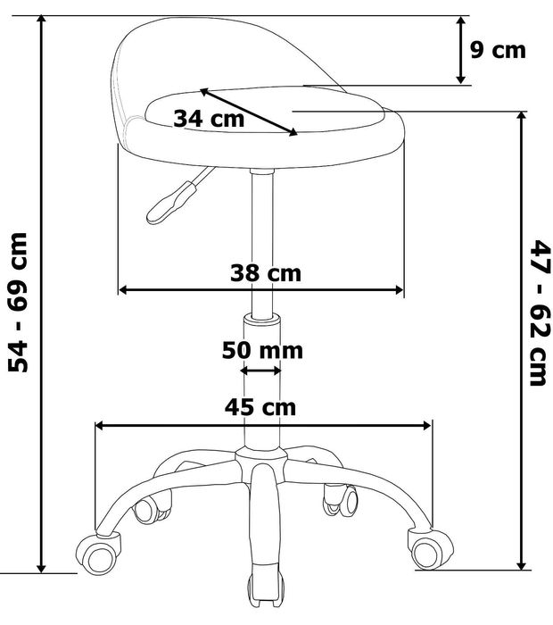 HOKER OBROTOWY kosmetyczny fryzjerski taboret na kółkach *nowy*