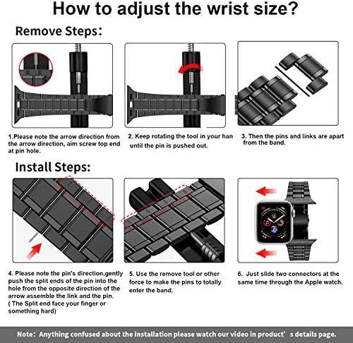 Miohhr metalowy pasek do zegarka Apple Watch 42,44,45 seri 8,7,6,5,4,3