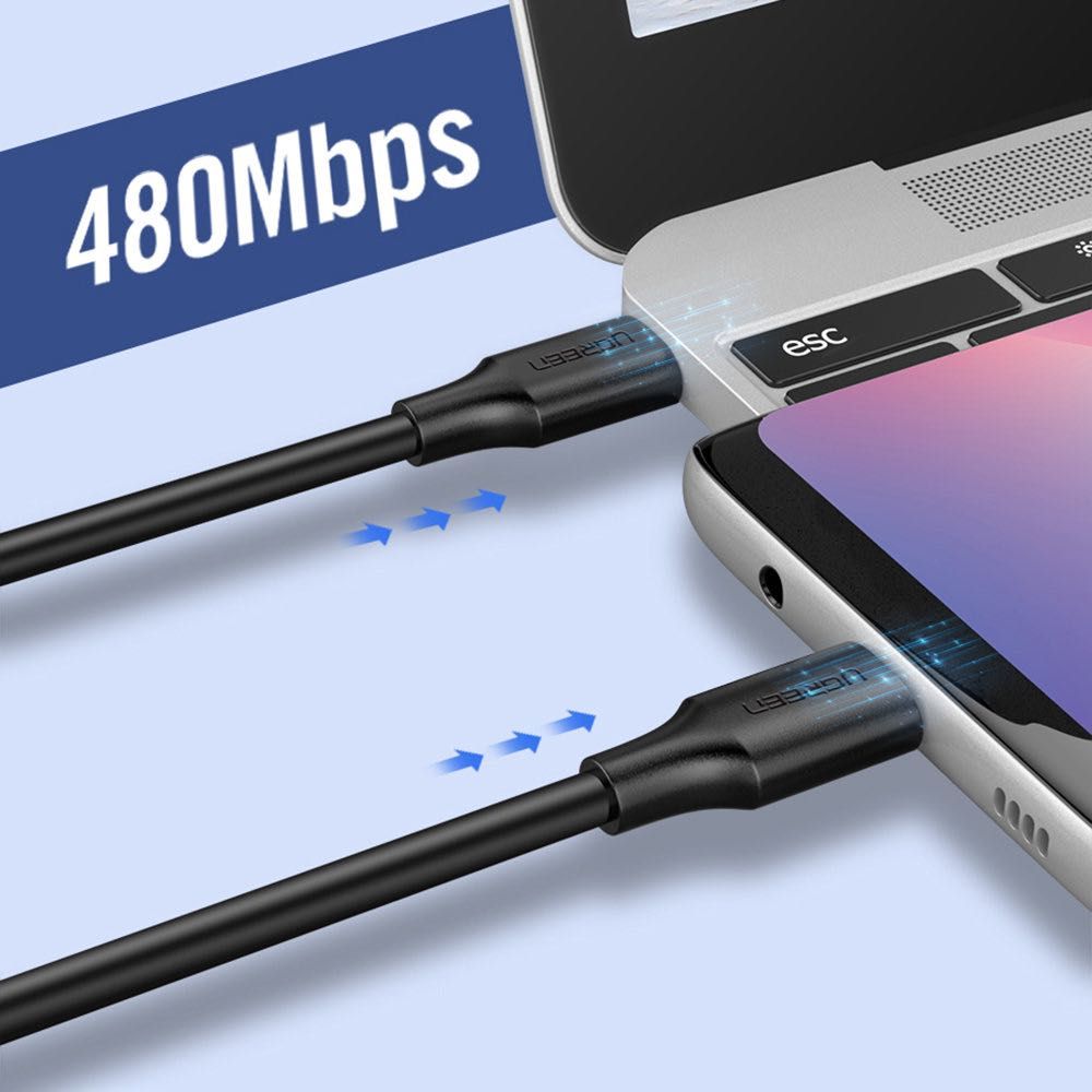 Ugreen kabel USB Typ C do ładowania i transferu danych 3A 1,5m czarny
