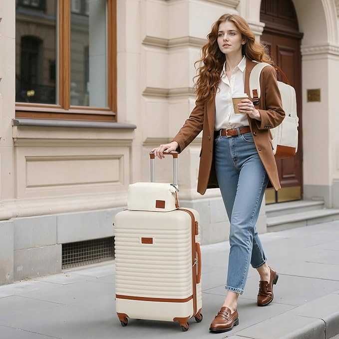 Walizka podróżna na kółkach ABS TSA, 1 plecak podróżny 1 kosmetyczka