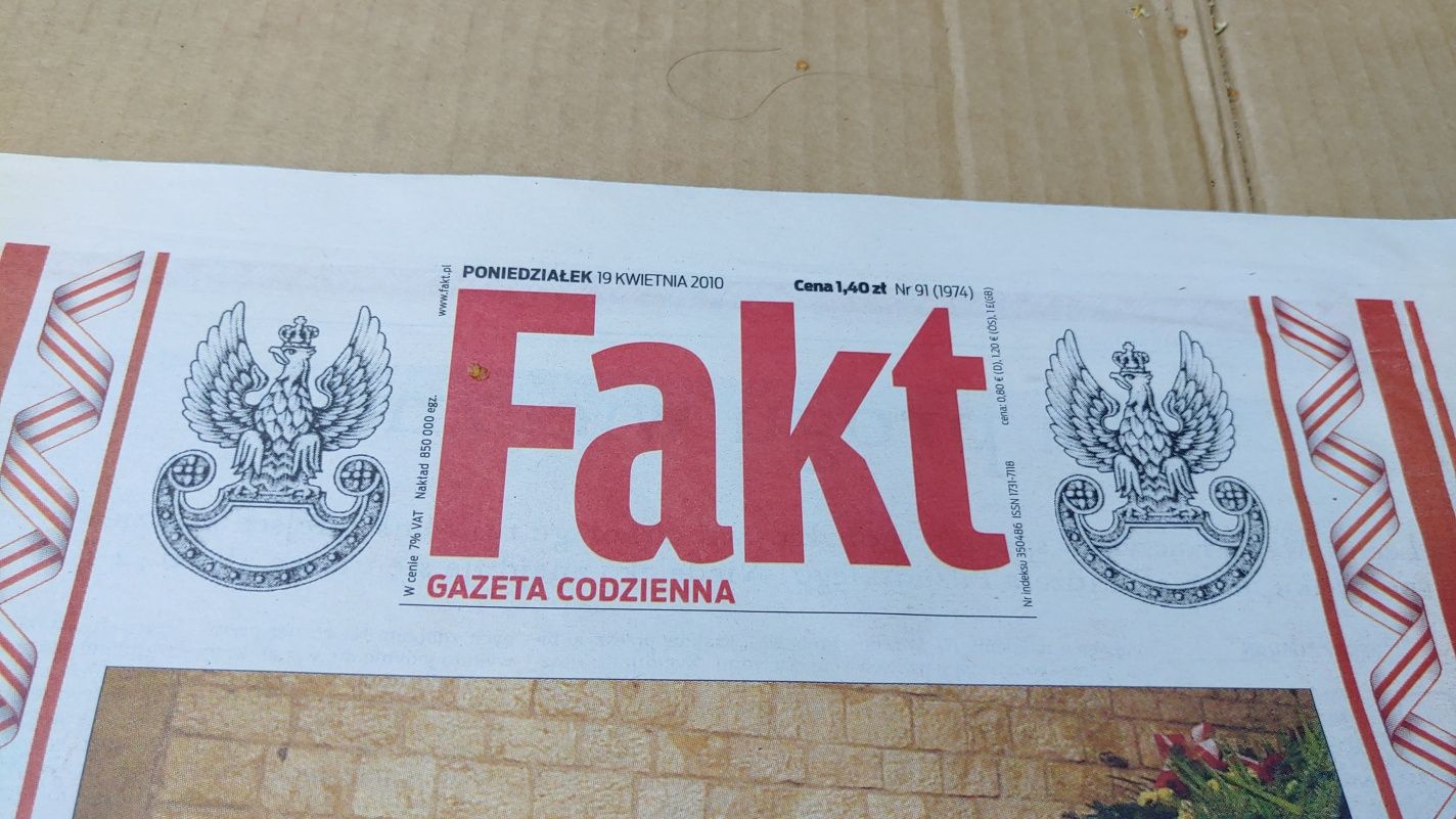 Fakt 19 kwietnia 2010 gazeta katastrofa smoleńska Lech Kaczynski