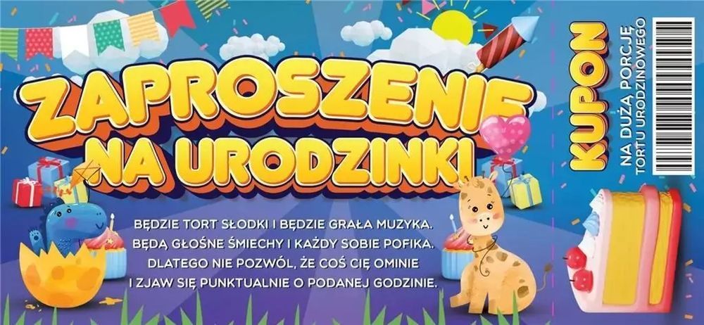 Zaproszenie Urodziny (10szt). Yeku