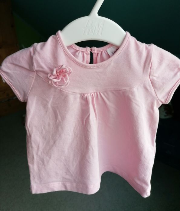 Bluzka pudrowy róż z krótkim rękawem roz. 68