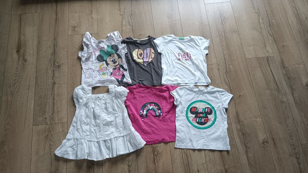 Zestaw 6 sztuk koszulek z krótkim rękawem rozmiar 104 dla dziewczynki