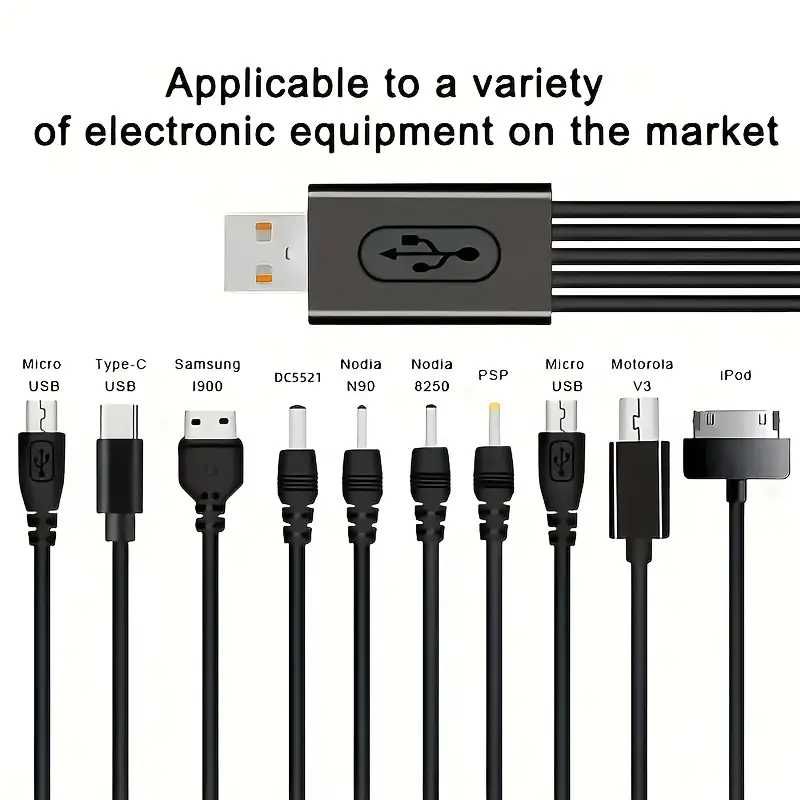 Кабель USB - універсальний 10 в 1 для зарядки телефонів, планшетів
