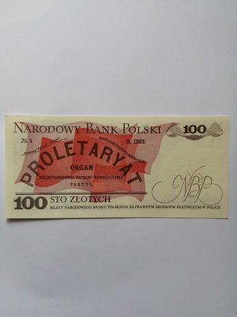 Banknot 100 złotych 1986, Ludwik Waryński, UNC, bezobiegowy
