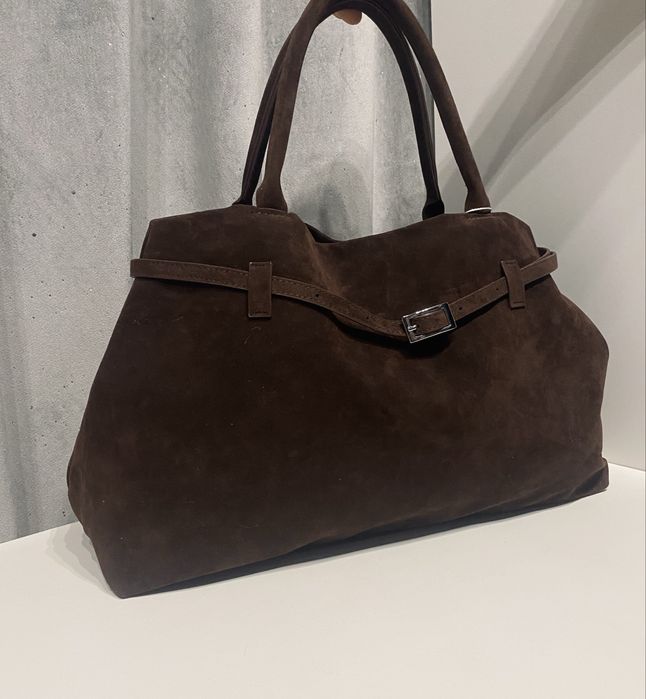 Torebka brązowa zamszowa duża shopperka czekoladowa