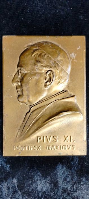 Stara plakieta z brązu Pius XI