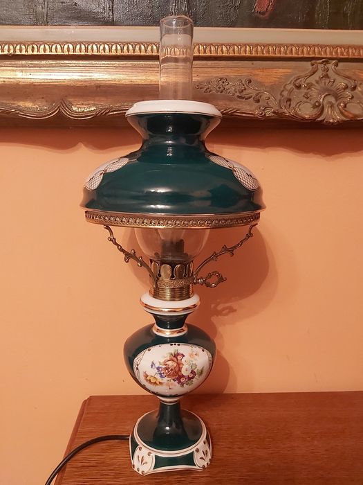 Piękna angielska lampka nocna porcelanowa XXw.