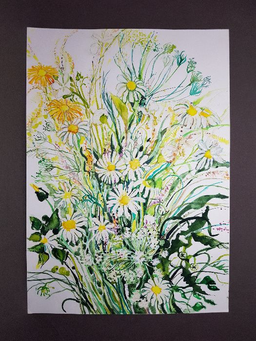 Obraz kwiaty ręcznie malowany akwarela