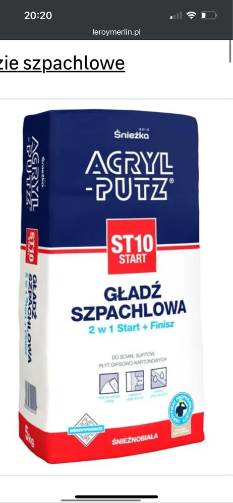 Acryl putz st10 gladz szpachlowa