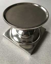 Duży świecznik ceramiczny srebrny
