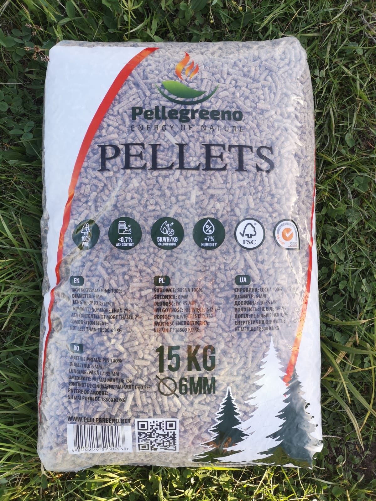 Pellet PELLMAX (990kg) 18,5 MJ/kg Pellegreeno pelet workowany po 15kg