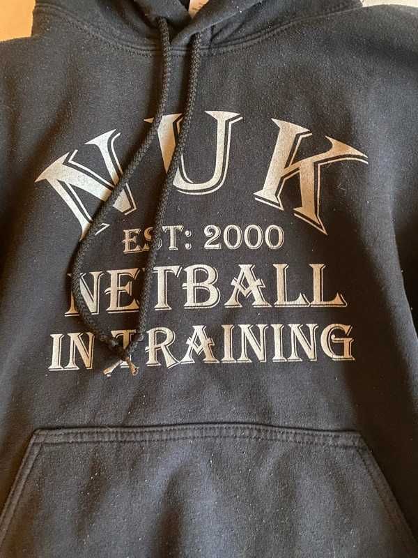 Granatowa bluza kaptur napisy uniwersytet university S