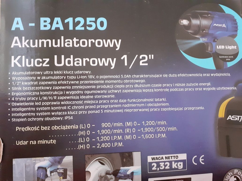 Klucz udarowy 1/2" 1250 Nm