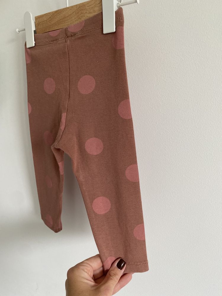 Legginsy zara 74 brązowe w grochy różowe