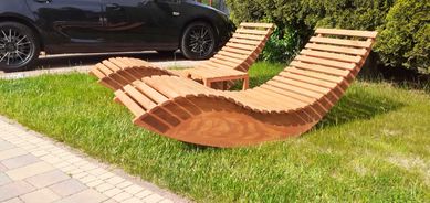 Leżak drewniany - ogrodowy bujany