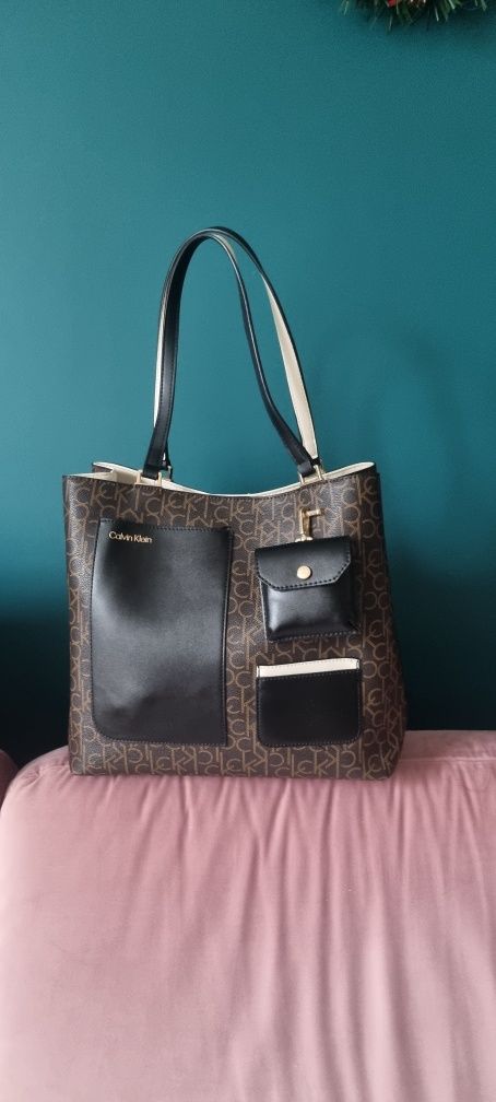 Torebka Calvin Klein shopper brązowa