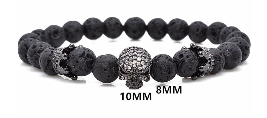 Pulseira Masculina Caveira Zirconia Cúbica