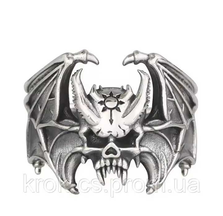 Кільце печать "Череп.Летюча миша;" захист воїна,оберіг, талісмант