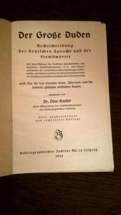 Książka w języku niemieckim "Der GroBe Duden" 1934 rok