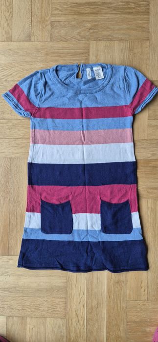 Tunika z dzianiny h&m LOGG w kolorowe paski 122/128 6-8lat