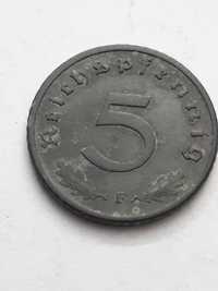 Niemcy III Rzesza 5 fenigów, pfennig 1942 rok mennica F