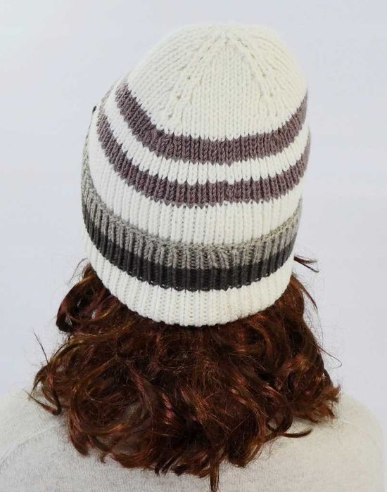 LaMel Czapka w paski unisex zimowa handmade 100%Merino obw.57 - 62cm