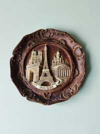 Vintage 3D Paryż Francja souvenir talerz średnica 24 cm