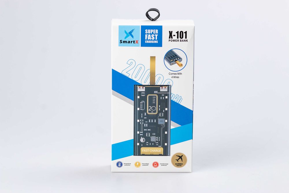 Повербанк 20000 mAh USB-C/USB-A 4 шнура в комплекте