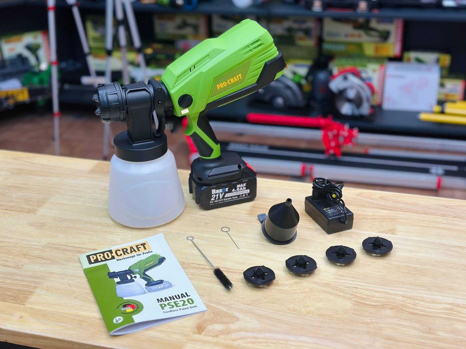 Фарбопульт Procraft + Акб 4.0Ah Razor +Зарядка, з Форсунками, ГАРАНТІЯ