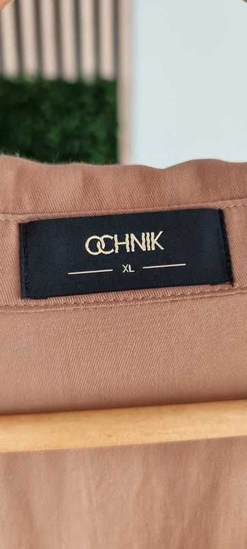 Brązowa sukienka mini z długim rękawem pasek Ochnik r.XL/42