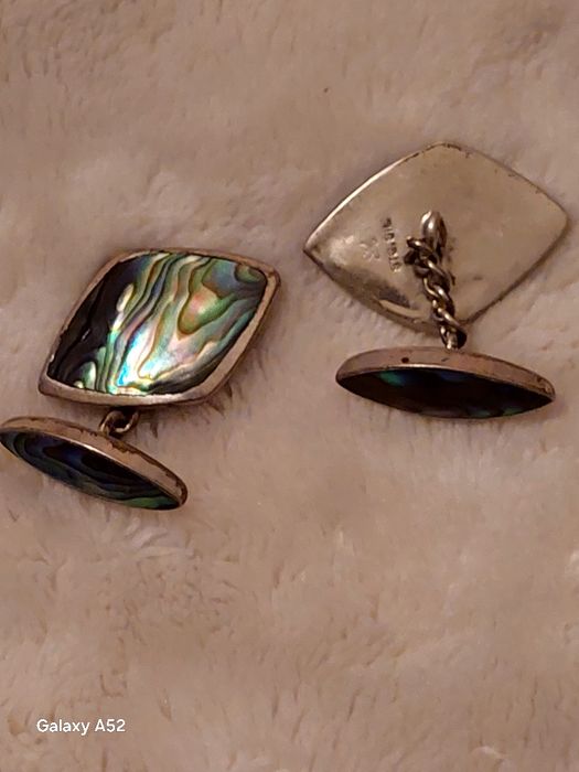 Spinki do mankietów srebro  ,  muszla abalona ,Paua