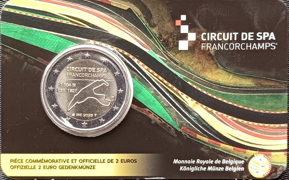 Bélgica 2025 - Moeda 2€ coincard " Circuito SPA Francorchamp "