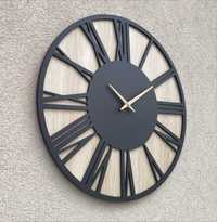 Zegar ścienny cichy Rome loft Rzymski czarny 60 cm. Duży