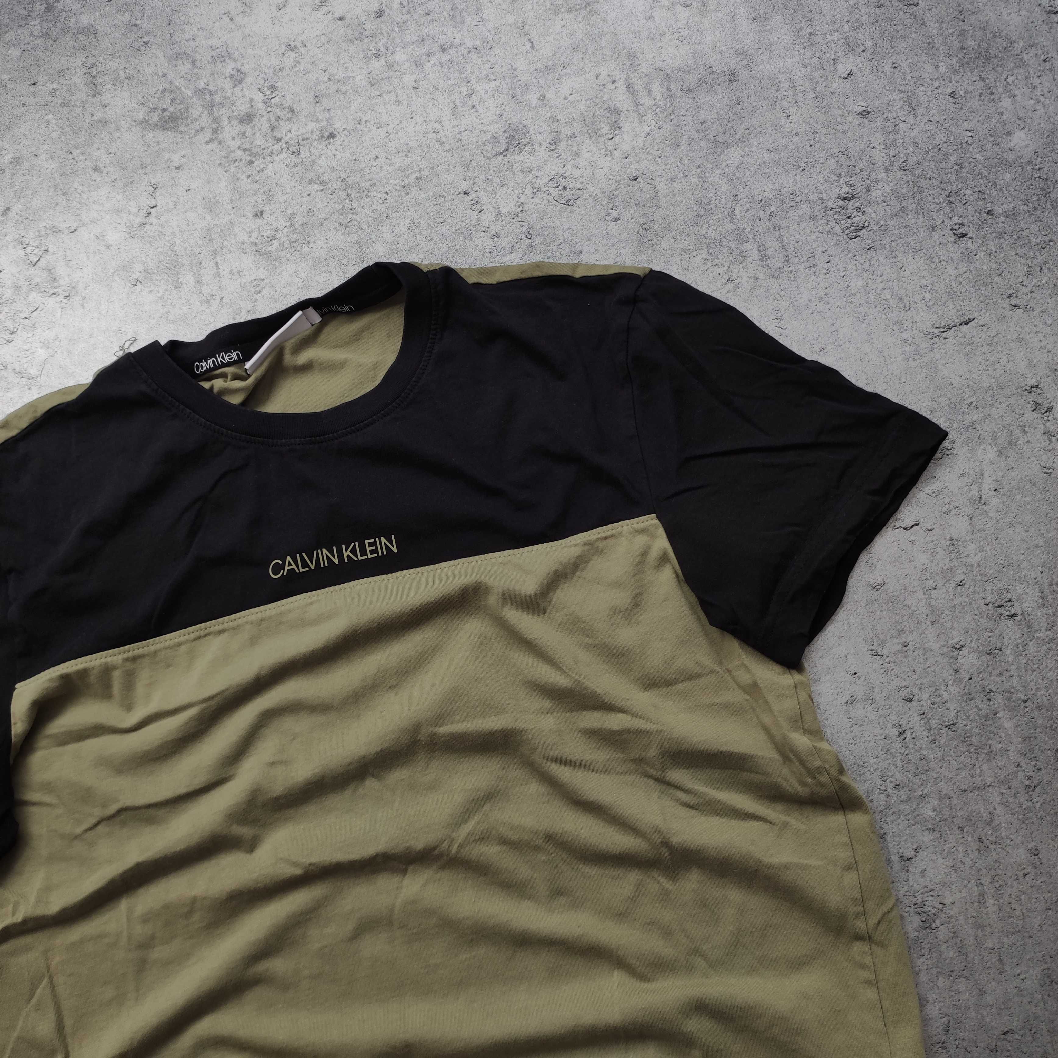 MĘSKA Koszulka PREMIUM Dual Kolor Khaki Czarna Bawełna Calvin Klein