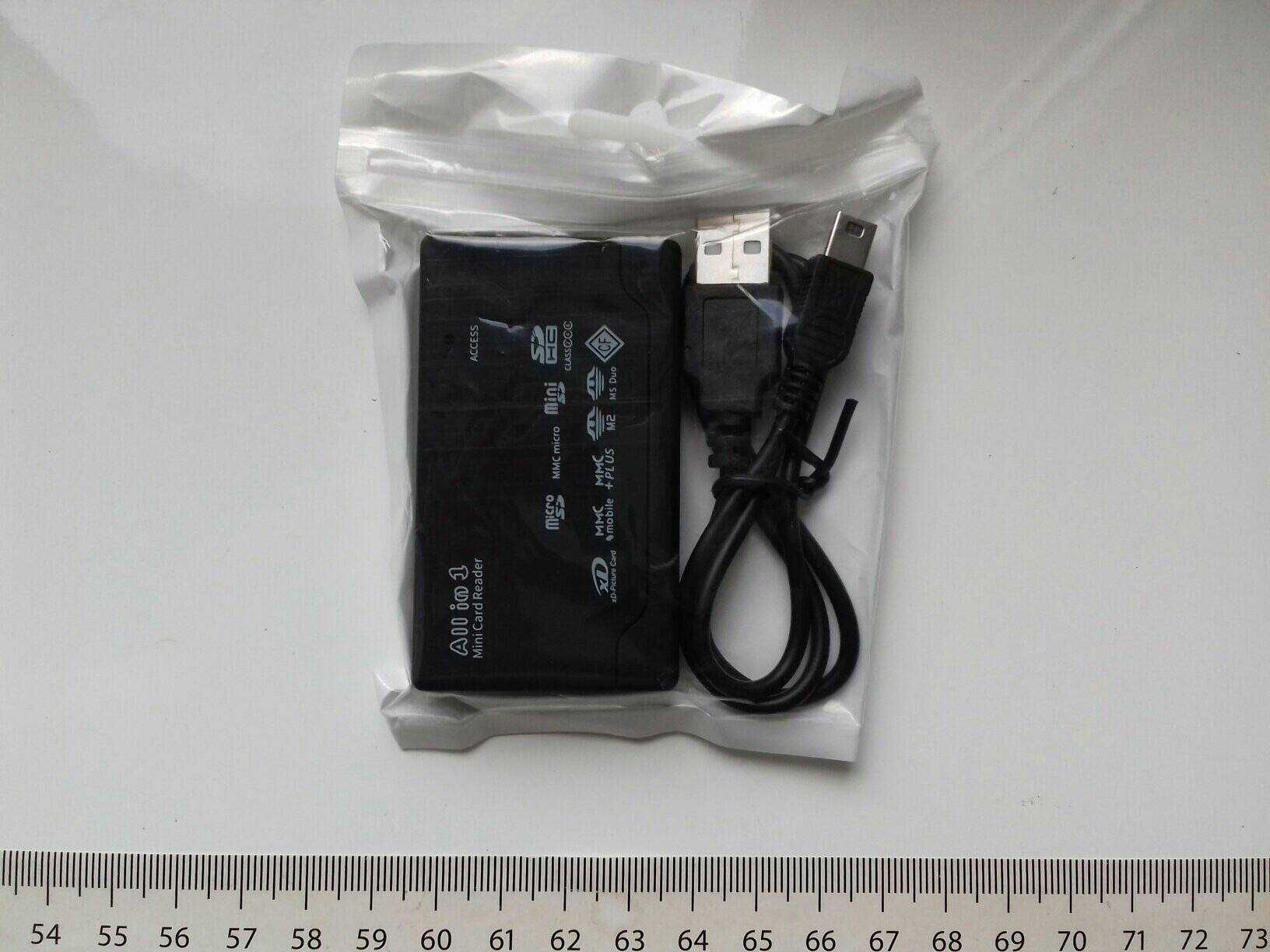 6w1, microSD, MMC, SD, XD, CF, MS Duo, M2, USB, NOWY czarny matowy
