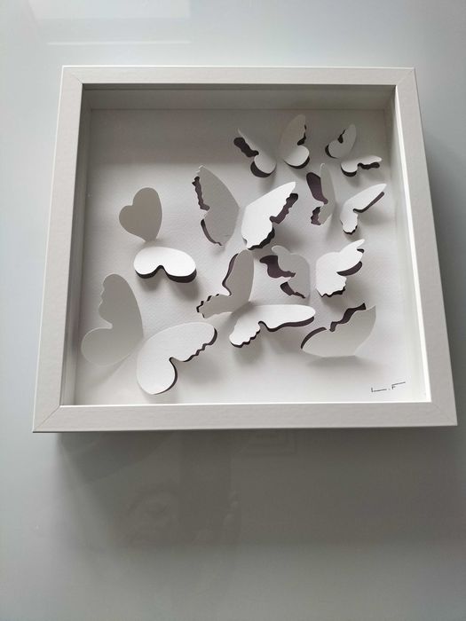 Quadro NOVO cor Branca, com borboletas