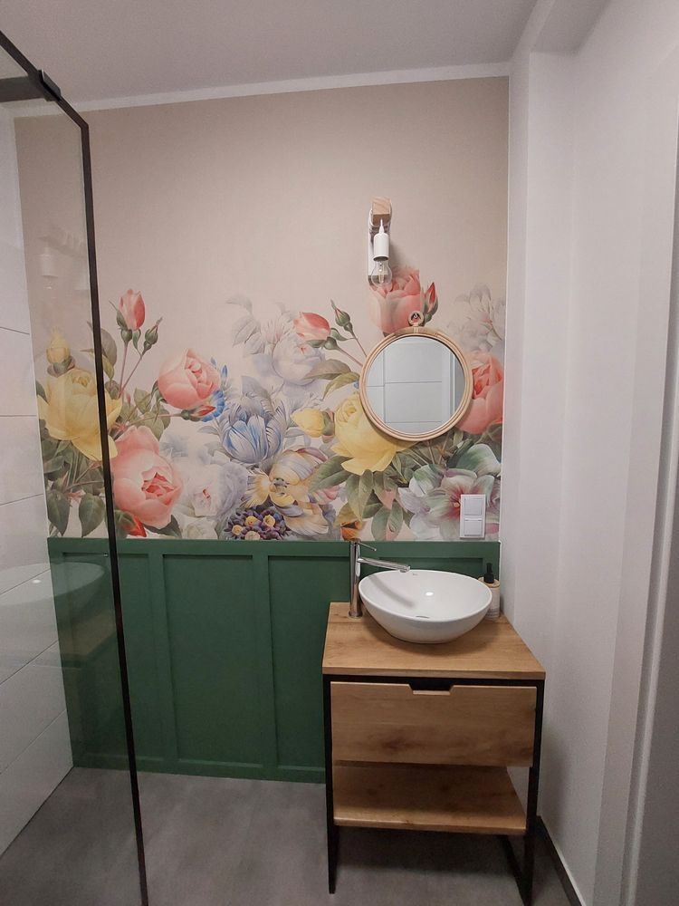 Dębowa szafka loft pod umywalkę nablatową, z szufladą, lite drewno