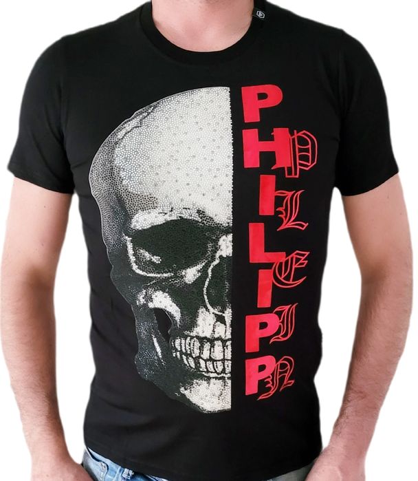 Philipp Plein Koszulka T-Shirt Skull neonowy nadruk