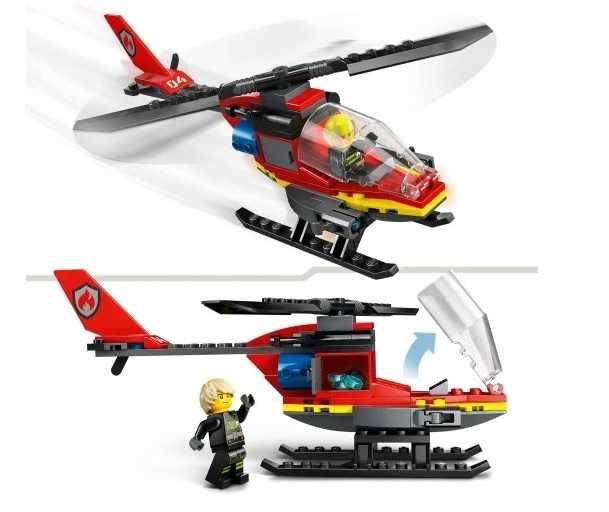 LEGO City. Strażacki helikopter ratunkowy. Obrotowe części. Wyrzutnie