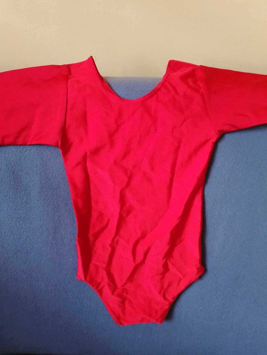 strój akrobatyka 116/120 cm+ baletki 32  body czerwone 6/7 lat