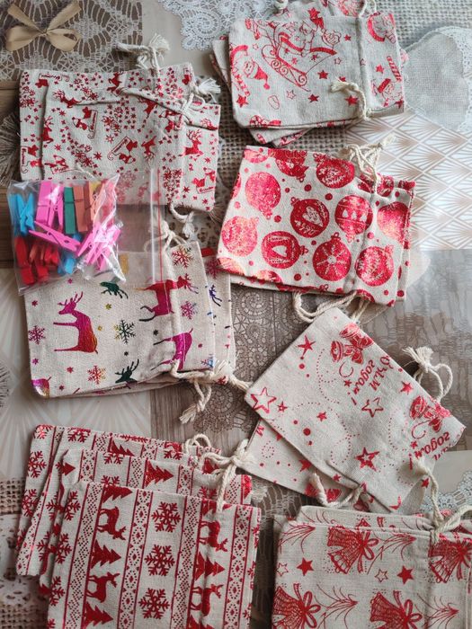 Новорічні мішечки для подарунків (для адвент календаря)