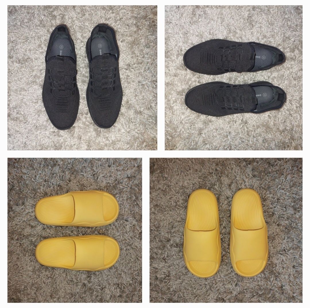 Buty damskie sportowe czarne brokat Deichmann Gratis klapki żółte R.38