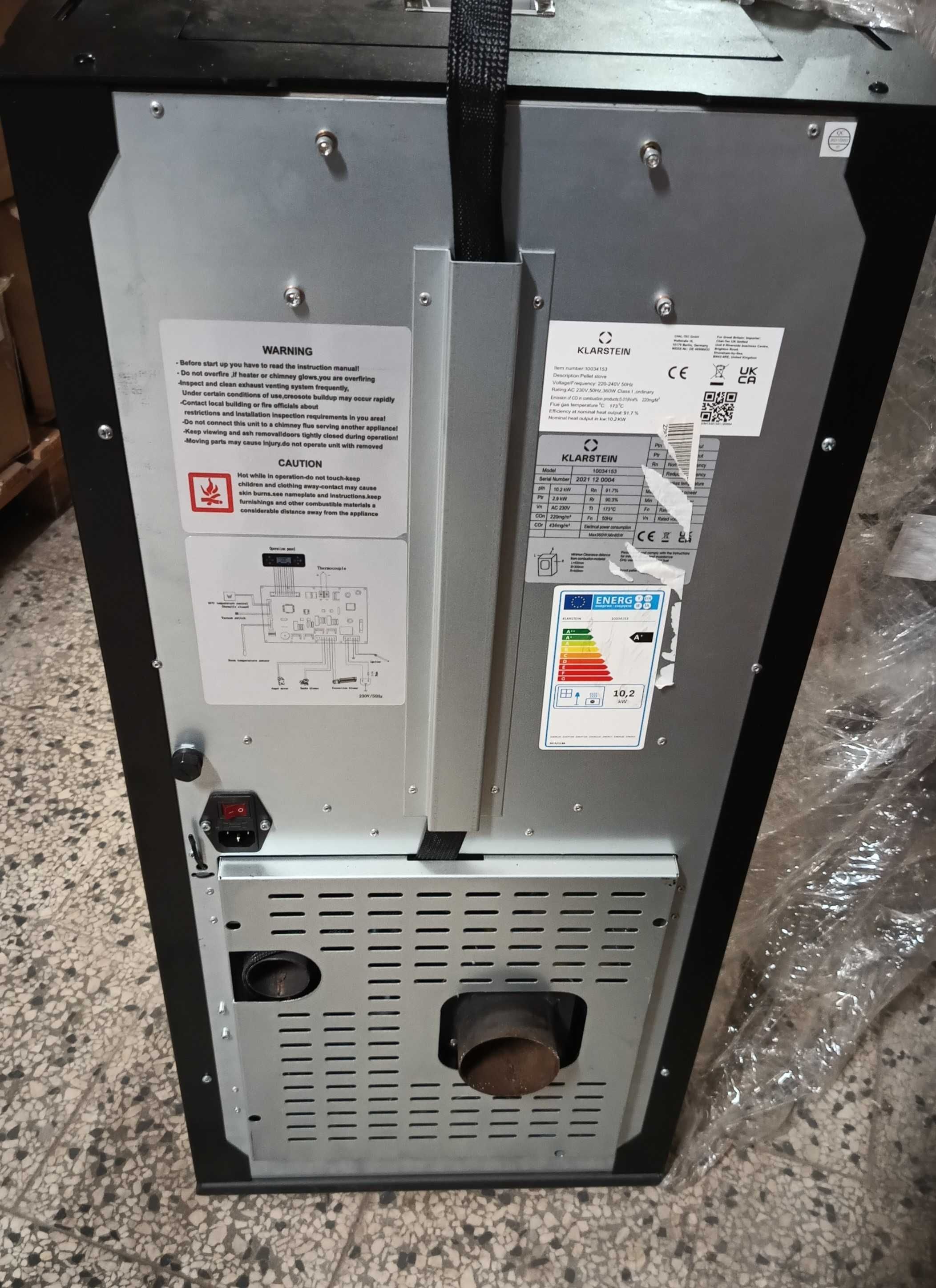 KLARSTEIN KominekPiec na pellet UŻYWANY 10,2 KW