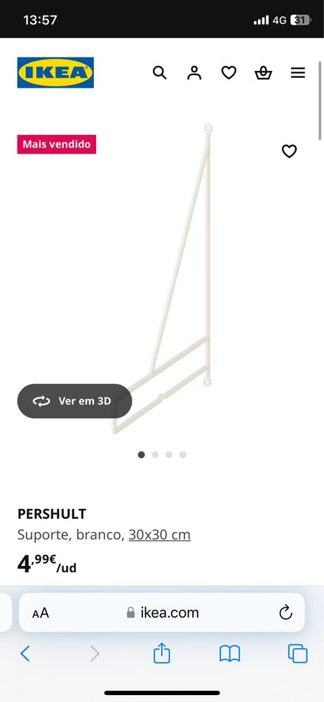 Suporte Estante ikea Pershult