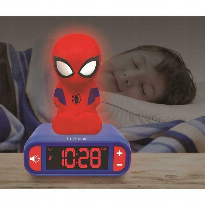 Lampka nocna SpiderMan BUDZIK zegar 3D figurka