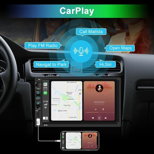 Rádio 2din 7 polegadas CARPLAY Android auto + comando volante+Mic NOVO