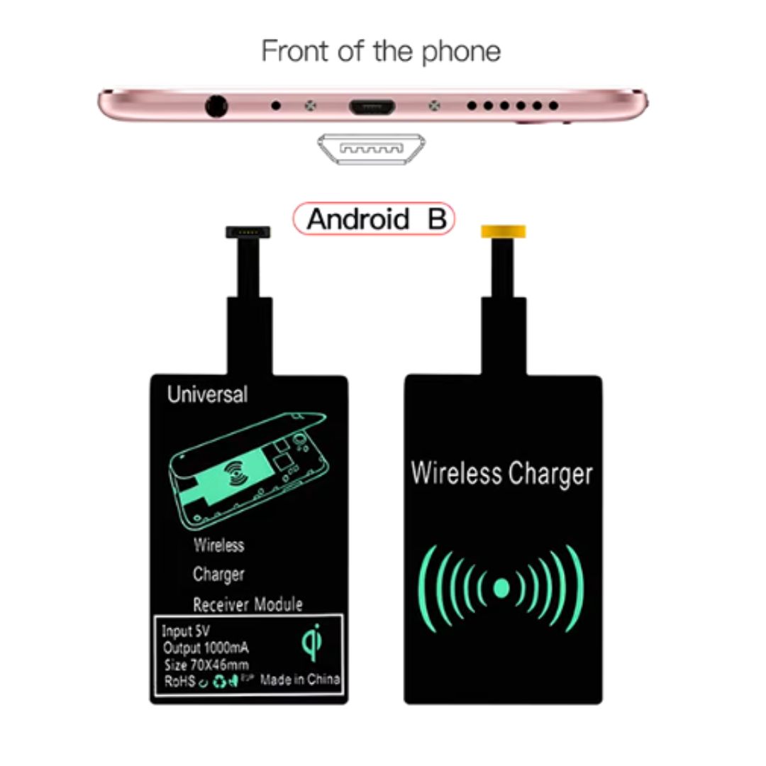 Бездротовий зарядний приймач Android Qi, Micro USB тип А